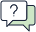 An image of two speech bubbles overlaying each other, one contains a question mark